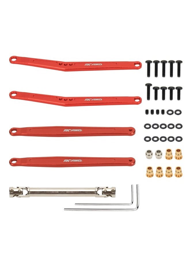 RCAWD Alloy 35mm Extended Upper/Lower Linkage&70mm+ Cvd Center Drive Shaft for FMS Fcx24 1-24 Crawlers(Red) - Image 1