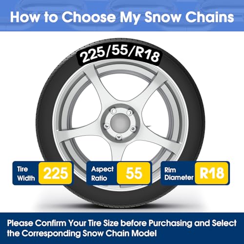HAPPYMATE Auto-Fixing Snow Chains, 30s Quick Fit Easy Installation Tire-Chains, Portable Reusable High Carbon Steel Anti Slip Tire Chain for Passenger Car, Pickup Trucks and SUV - Set of 2 - Image 3