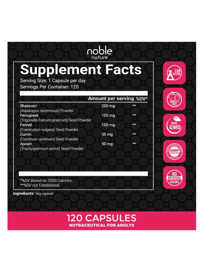 noble nature Noble Nature Lactation Support - 120 Veg Capsules - Promotes Healthy Lactation  - Image 2