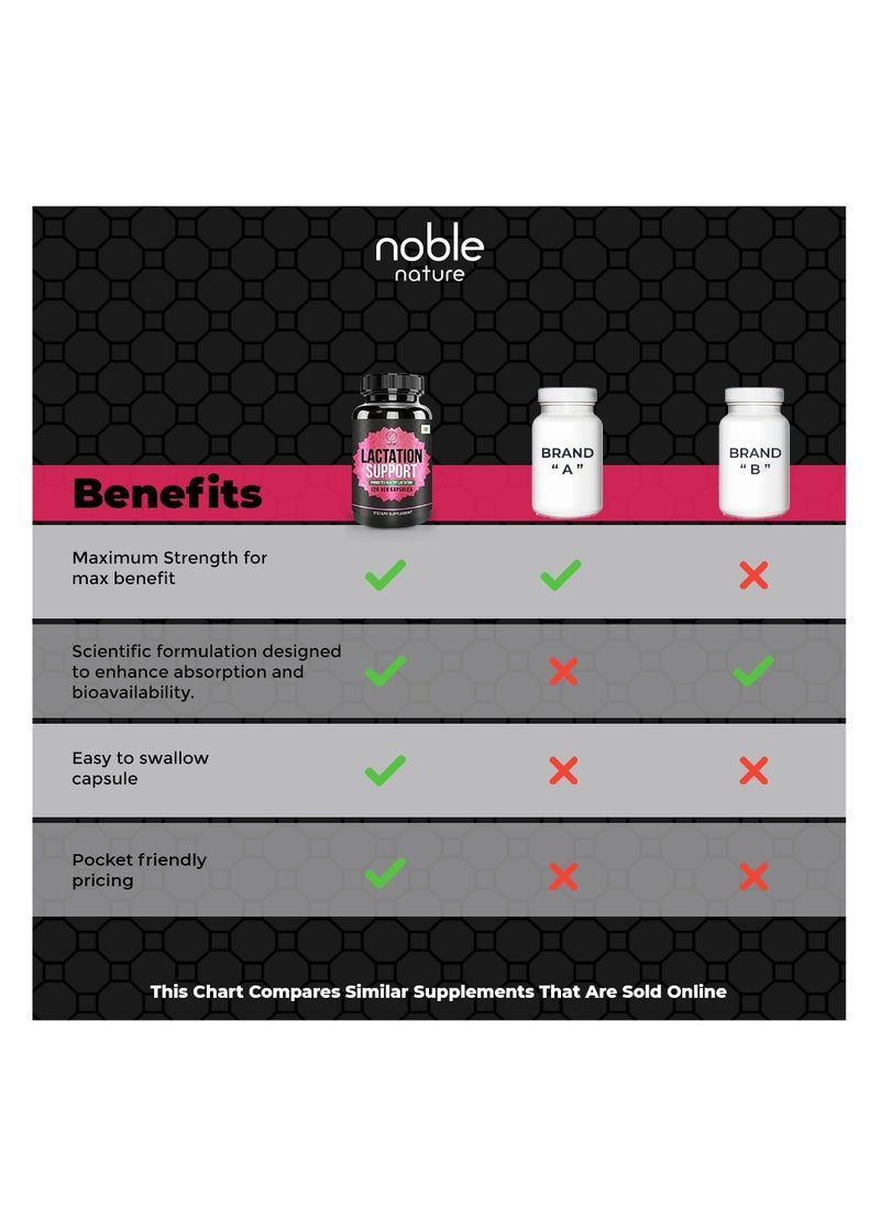 noble nature Noble Nature Lactation Support - 120 Veg Capsules - Promotes Healthy Lactation  - Image 3