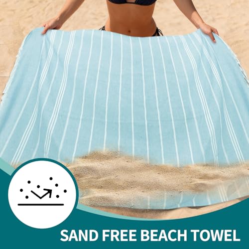YSYJ 24 Pack Turkish Beach Towel 36"x71" Beach Towels Oversized Bath Towels Sand Free Quick Dry Turkish Towel Bulk Extra Large Pool Blanket Blue - Image 5