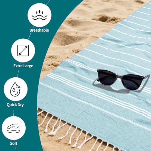 YSYJ 24 Pack Turkish Beach Towel 36"x71" Beach Towels Oversized Bath Towels Sand Free Quick Dry Turkish Towel Bulk Extra Large Pool Blanket Blue - Image 3