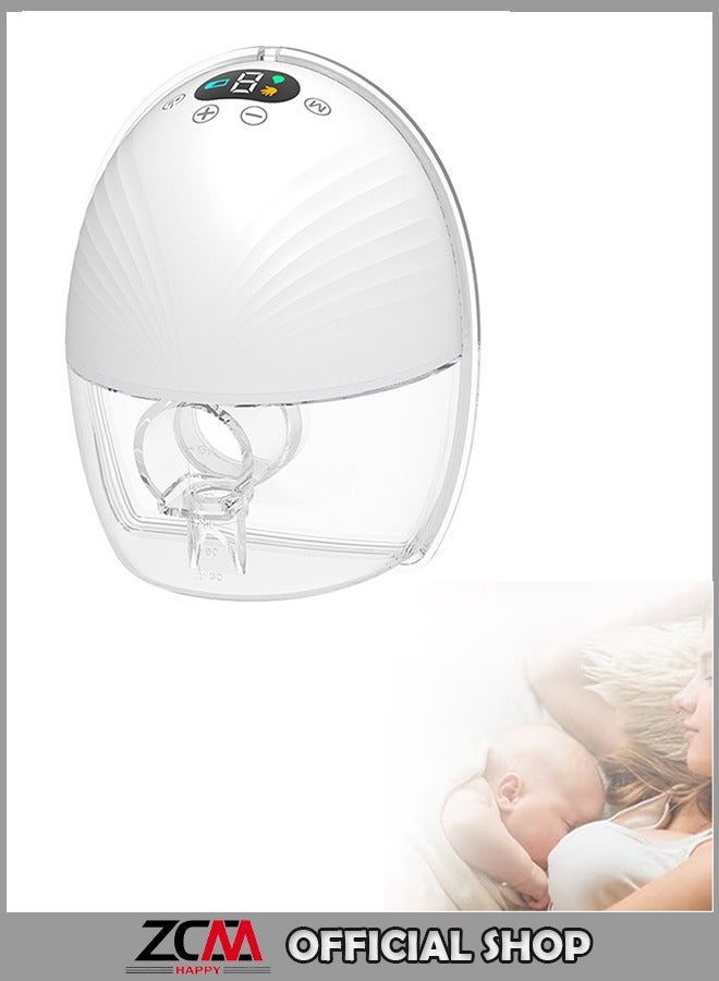 ZCM-HAPPY Portable Wearable Electric Breast Pump with 1200mAh Rechargeable Battery – Hands-Free Breastfeeding Pump in White – Convenient and Discreet Breast Milk Pump for On-the-Go Moms - Image 1