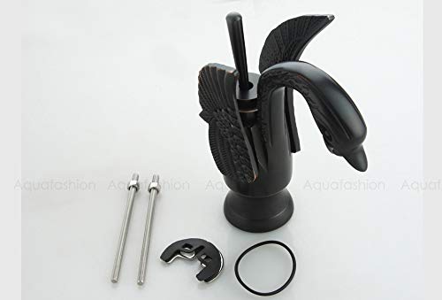 B Backline Brass Swan Shape Bathroom Sink Wash Basin Mixer Tap Single Handle Hot & Cold Waterfall Lavatory Sink Faucet for Living Room & Bathroom (Black Tap Short) - Image 4