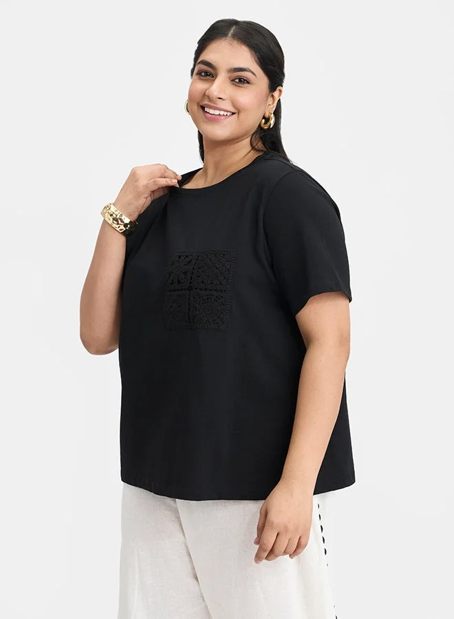 Virgio VIRGIO 100% Cotton Crochet Patch Pocket Tee