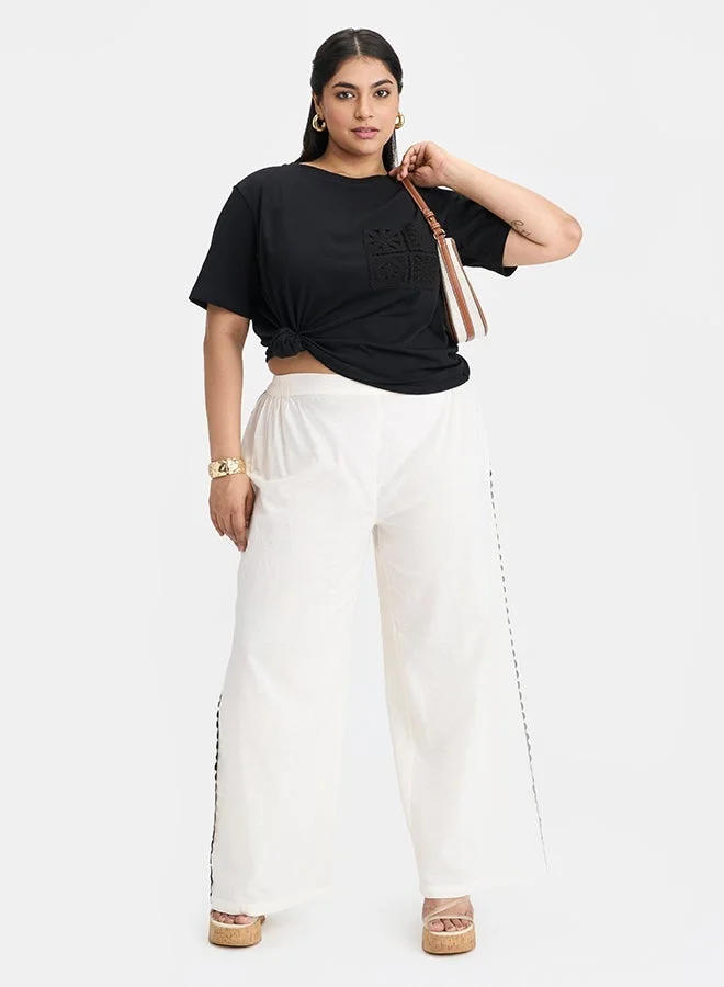 فيرجيو تي شيرت قطن فيرجيو بجيوب كروشيه