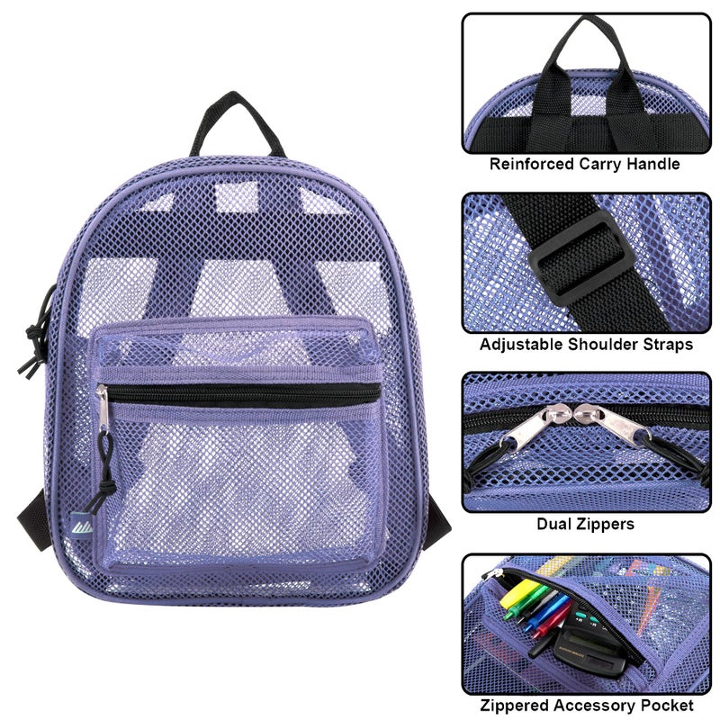 Summit Ridge Mini Mesh Backpack for Women, Men, Beach Toys, Pool, and Swimming Gear; Mini Transparent Backpacks with Padded Straps (Purple) - Image 2