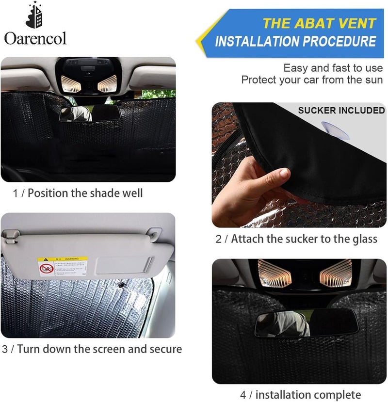Oarencol Cute Cartoon Blue Eyes Car Windshield Sun Shade Foldable UV Ray Sun Visor Protector Sunshade to Keep Your Vehicle Cool (57" x 31.5") - Image 5
