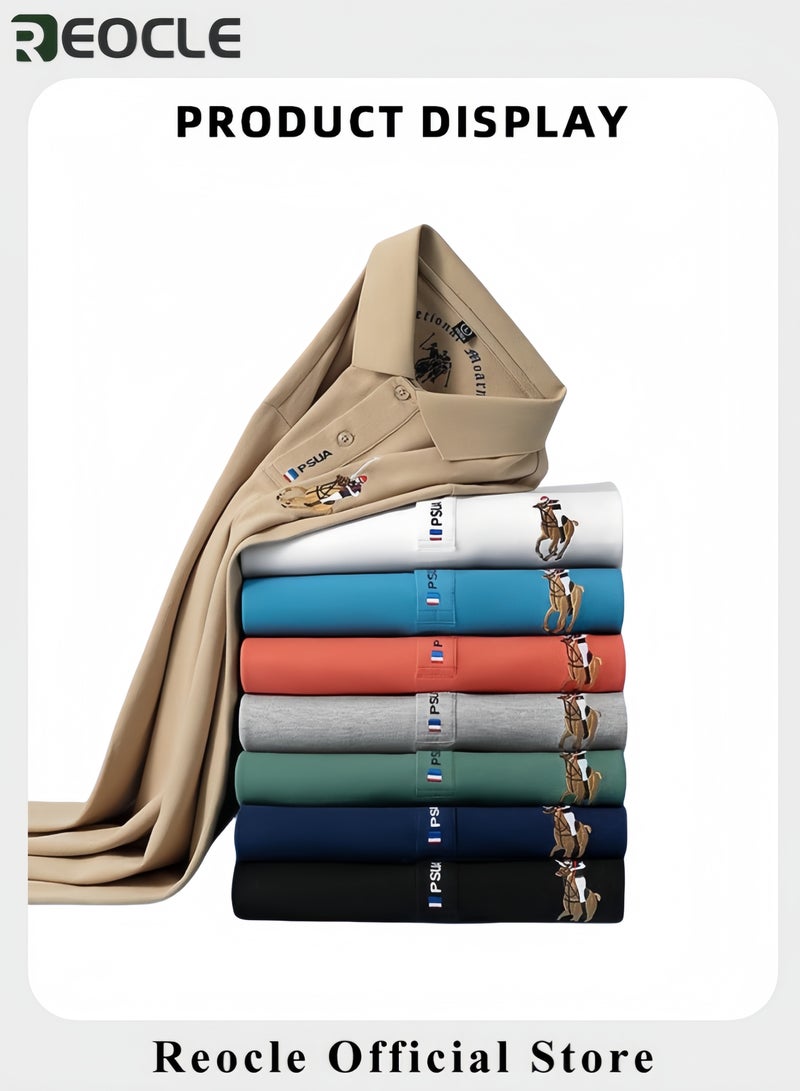 ريوكل قميص بولو رجالي مطرّز قميص كاجوال للأعمال بأكمام قصيرة قمصان غولف مزودة بأزرار - Image 2