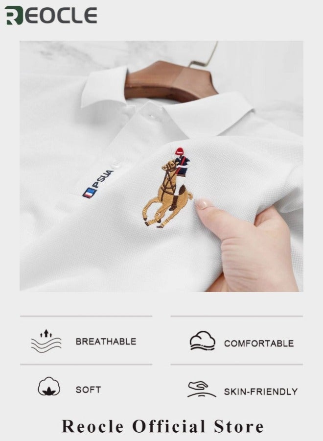 ريوكل قميص بولو رجالي مطرّز قميص كاجوال للأعمال بأكمام قصيرة قمصان غولف مزودة بأزرار - Image 3