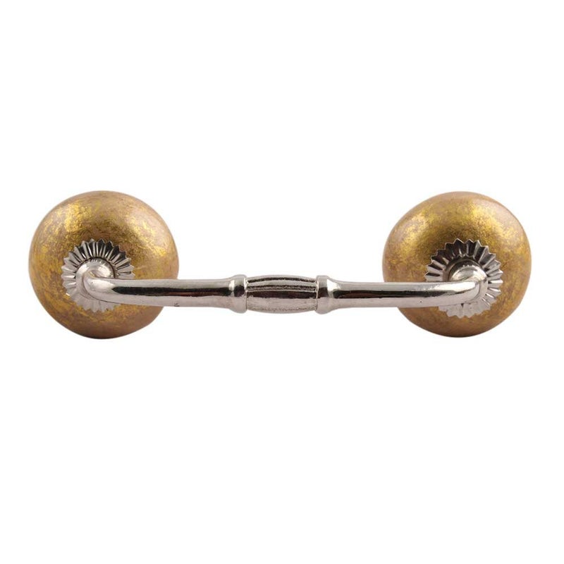 Indian-Shelf IndianShelf 1 Pack Ceramic Multicolor Drawer Pulls Solid Vintage Kitchen Cabinet Handles Silver Hardware 4 Hole to Hole Dresser Door Handle BH252SCRK87 