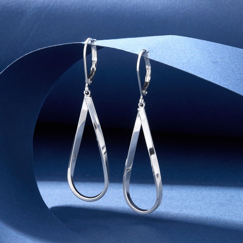 ALEXCRAFT Sterling Silver Teardrop Earrings for Women Silver Drop Leverback Twisted Dangle Earrings Jewelry Hypoallergenic Statement Boho Leverback Teardrop Dangle Earring Jewelry for Women Trendy Gifts - Image 3