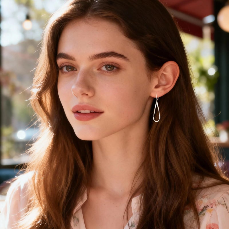 ALEXCRAFT Sterling Silver Teardrop Earrings for Women Silver Drop Leverback Twisted Dangle Earrings Jewelry Hypoallergenic Statement Boho Leverback Teardrop Dangle Earring Jewelry for Women Trendy Gifts - Image 2