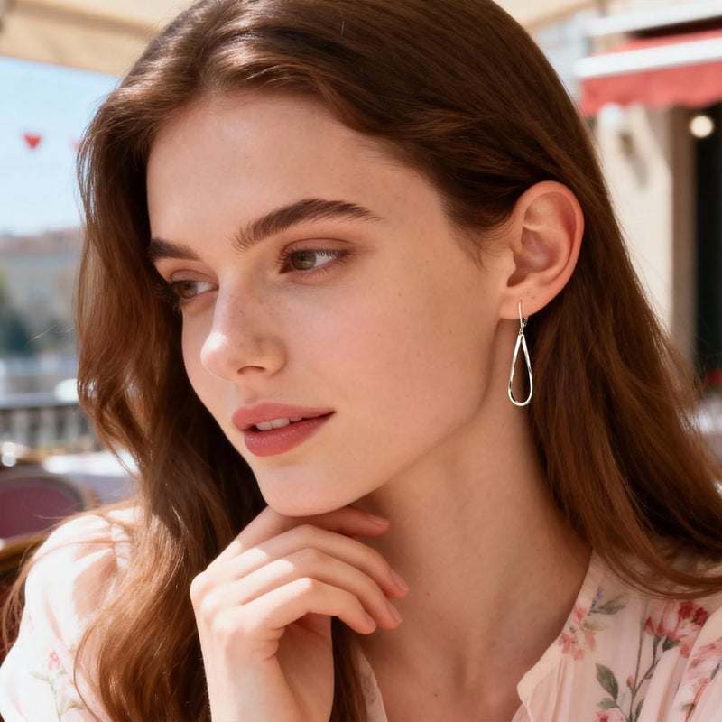 ALEXCRAFT Sterling Silver Teardrop Earrings for Women Silver Drop Leverback Twisted Dangle Earrings Jewelry Hypoallergenic Statement Boho Leverback Teardrop Dangle Earring Jewelry for Women Trendy Gifts - Image 4