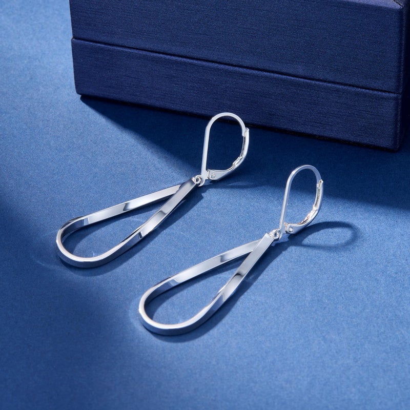 ALEXCRAFT Sterling Silver Teardrop Earrings for Women Silver Drop Leverback Twisted Dangle Earrings Jewelry Hypoallergenic Statement Boho Leverback Teardrop Dangle Earring Jewelry for Women Trendy Gifts - Image 5