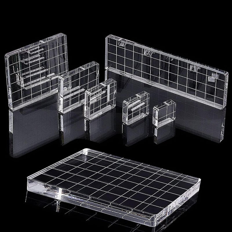 Whaline 6 Pieces Acrylic Stamp Block Clear Stamping Tools Set with Grid Lines for Scrapbooking Crafts Card Making, Assorted Sizes - Image 3