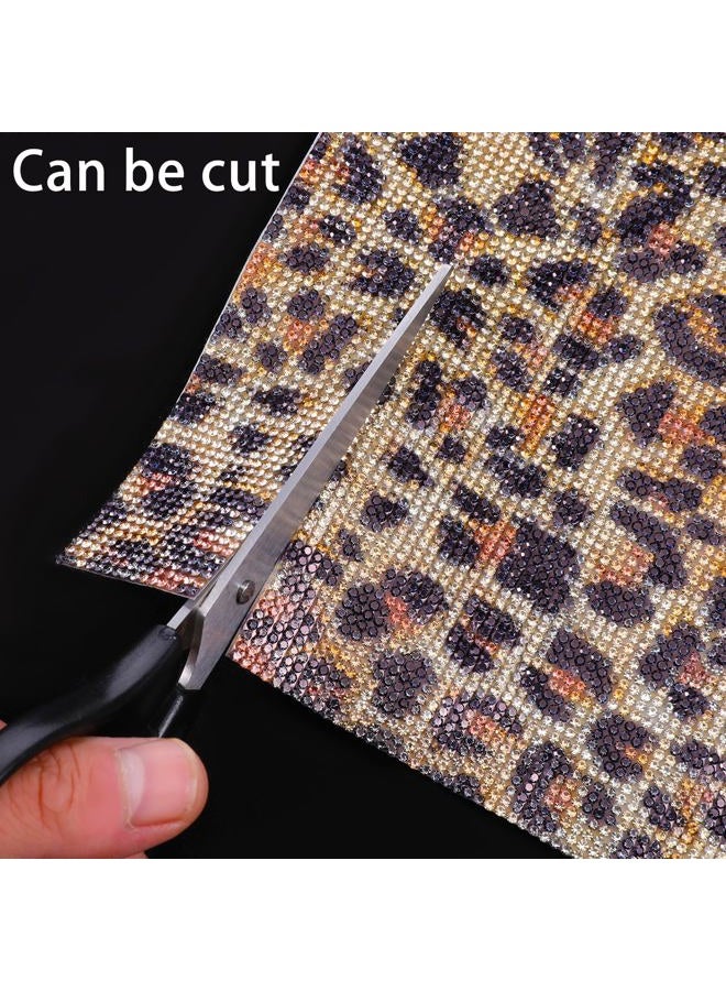 Zelphvt 12000PCS Leopard Print Rhinestone Sticker with 2mm Rhinestone Crystal Bling Self Adhesive Rhinestones Sheet for DIY Car Decoration, Arts Crafts, 9.4 X 7.9 Inch, Brown - Image 5