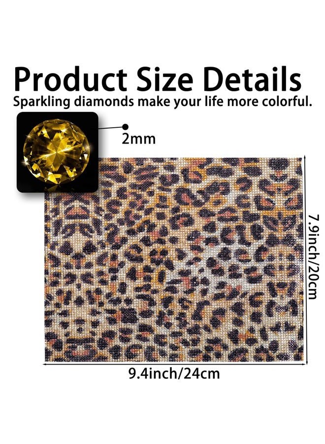 Zelphvt 12000PCS Leopard Print Rhinestone Sticker with 2mm Rhinestone Crystal Bling Self Adhesive Rhinestones Sheet for DIY Car Decoration, Arts Crafts, 9.4 X 7.9 Inch, Brown - Image 2