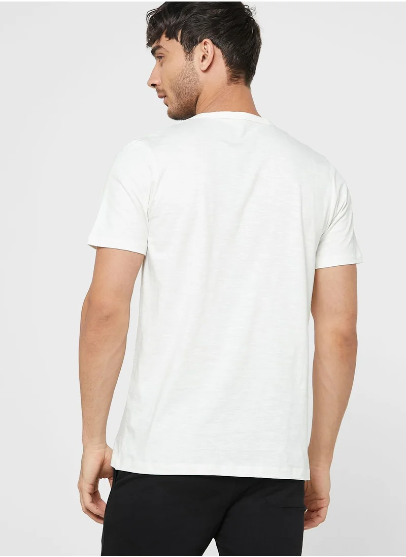 JACK & JONES Essential Slim Fit Split Neck T-Shirt