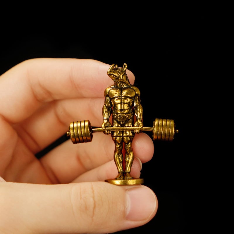 CHOVY 100% Solid Brass Bodybuilding Rhino Sculpture - Handcrafted Weightlifting Animal Statue, Vintage Gym & Fitness Decor, Masculine Office Desk Art, Unique Gift for Bodybuilders & Collectors - Image 2