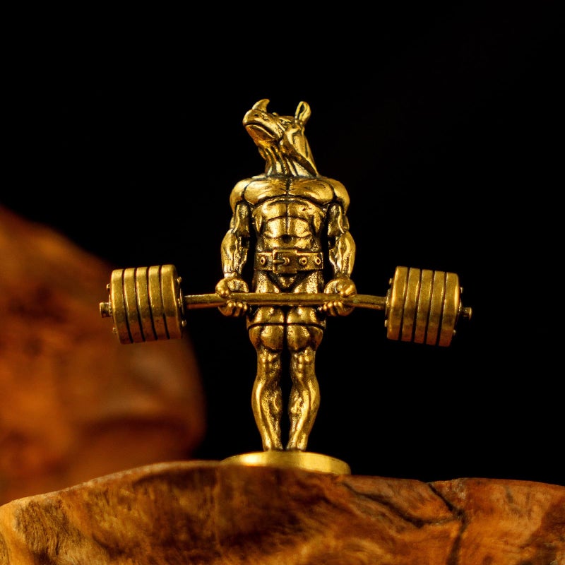 CHOVY 100% Solid Brass Bodybuilding Rhino Sculpture - Handcrafted Weightlifting Animal Statue, Vintage Gym & Fitness Decor, Masculine Office Desk Art, Unique Gift for Bodybuilders & Collectors - Image 5