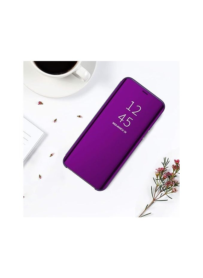 Generic - For Samsung Galaxy S23 Ultra Ultra Clear View Flip Case , Without Sensor , Stand Watching Position , Mirror Full Protection Cover Compatible With Samsung Galaxy S23 Ultra (6.8’) (Purple) - Image 1