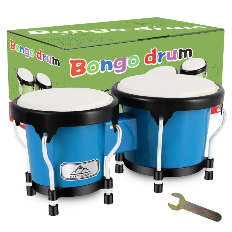 EastRock Bongo Drum 4 and 5 Set for AdultsPercussion Bongos Drum With Tuning Wrench Blue
