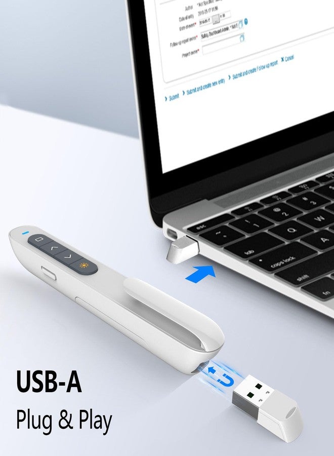 KNORVAY N27 Wireless Presenter, Hyperlink Volume Control Presenter RF 2.4GHz PowerPoint Clicker Presentation Remote Control Laser Pointer (White) - Image 4