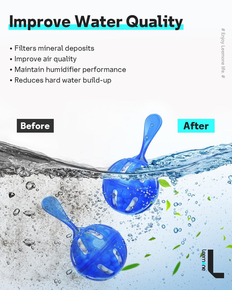 Leemone Humidifier Cleaner 12 Pack, Demineralization Cleaning Ball, Works in All humidifiers and Fish Tanks, Purifies Water, Prevents Hard Water Build-Up, Reduces Scale - Image 4