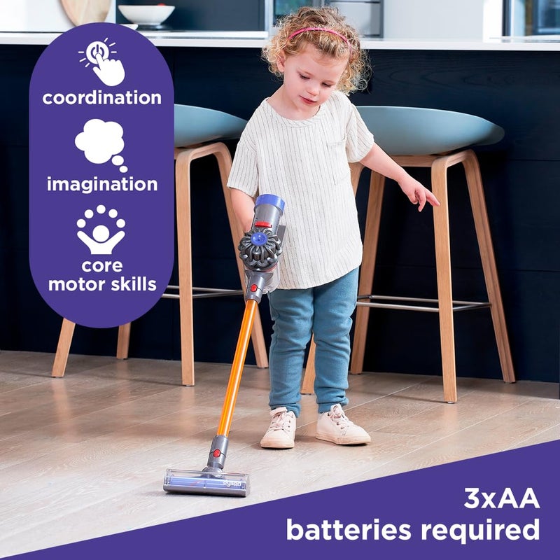 Casdon Dyson Cordless Vacuum Interactive & Officially Licensed Toy Dyson Vacuum For Children Aged 3+ Realistic Role-Play Fun, Purple and Orange - Image 4