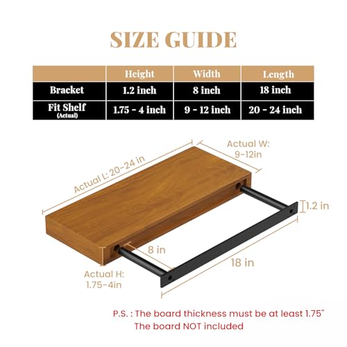 Craftersmark Floating Shelf Bracket Heavy Duty Shelving BracketsDecorative Floating Shelf Hardware BlackHidden Metal Shelf Support Bracket Heavy Duty Floating Mantel Bracket200lbs18X8X12Metal Jig - Image 3