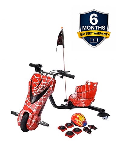 Drift King Electric Drift Scooter for Kids | 36V Rechargeable Battery | 3 Adjustable Speeds | Bluetooth Music | LED Front Light | Digital Display | Hand Brake | Red | Ages 3-8 years | 6 Month Battery Warranty - Image 1