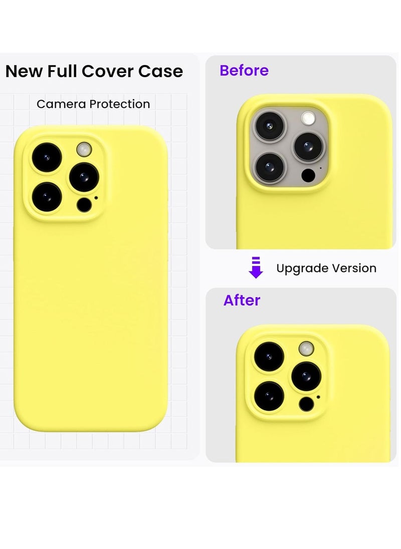 Raxoom Compatible with iPhone 15 Pro Max Case Shockproof with 2pcs Screen Protectors, Waterproof Liquid Silicone Rubber Full Cover Protective Case for iPhone 15 Pro Max 6.7 inch-Greamy Yellow - Image 2