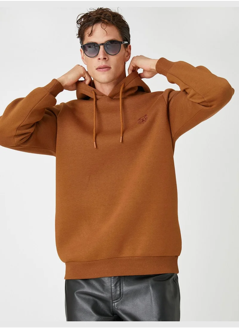 كوتون Dog Embroidered Hoodie