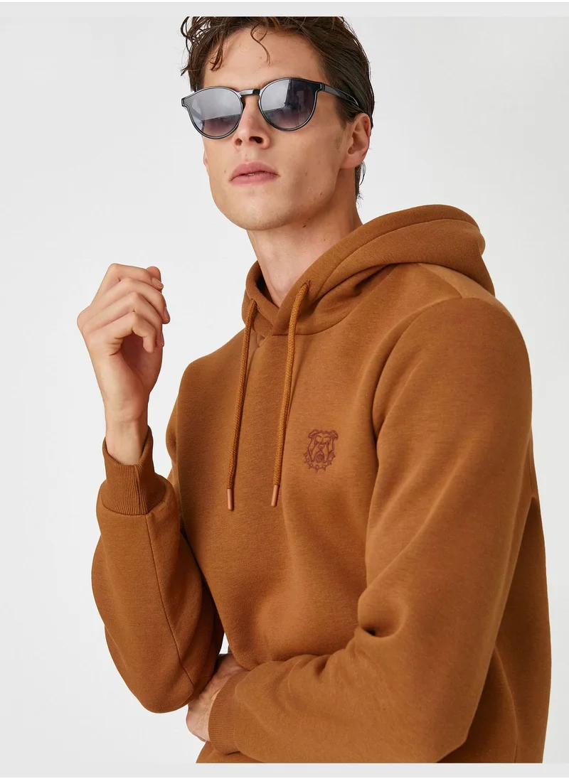 كوتون Dog Embroidered Hoodie