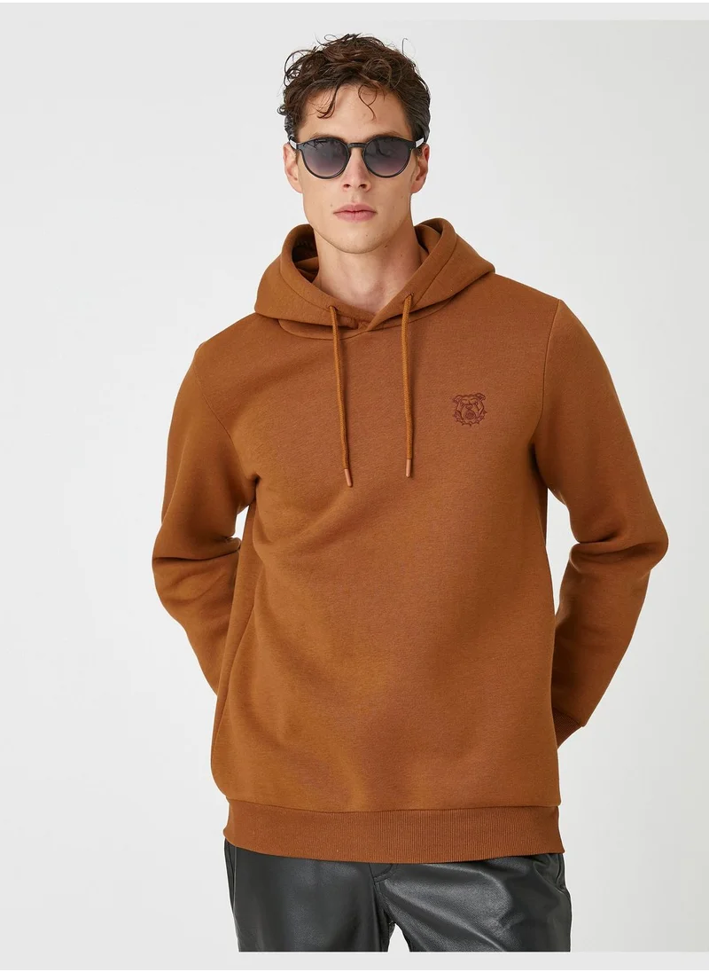 كوتون Dog Embroidered Hoodie