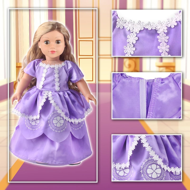 18INDC 6 Sets Princess Dresses for 18 Inch Dolls, 18 Inch Doll Clothes Accessories Elegant Ball Gown Outfits with 1 Crow & 1 Bow Hairband | Fits Most 18â€ Fashion Dolls - Image 3