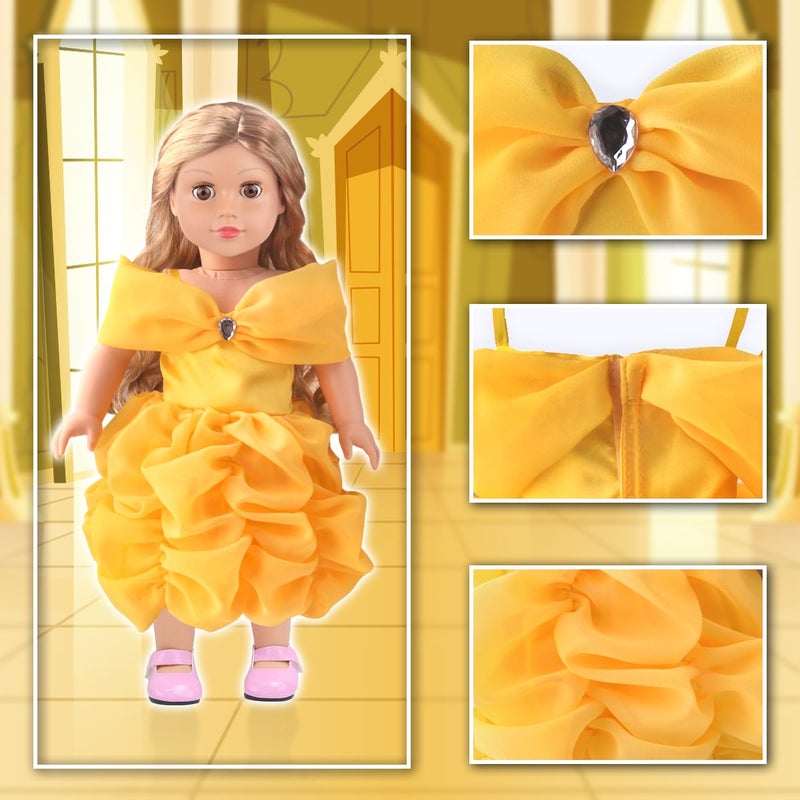 18INDC 6 Sets Princess Dresses for 18 Inch Dolls, 18 Inch Doll Clothes Accessories Elegant Ball Gown Outfits with 1 Crow & 1 Bow Hairband | Fits Most 18â€ Fashion Dolls - Image 5