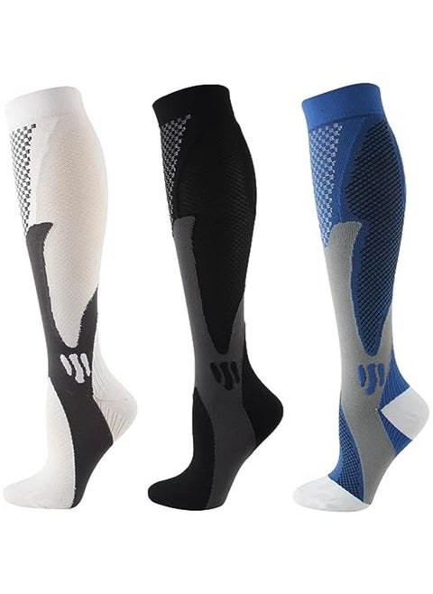 3 Pair Compression Socks For Men Athletic Football Socks for Run Basketball Soccer Travel
