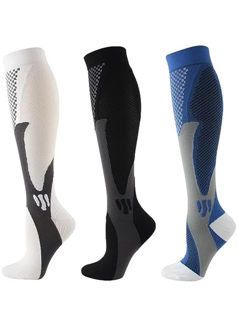 Gonice - 3 Pair Compression Socks For Men Athletic Football Socks for Run Basketball Soccer Travel - Image 1