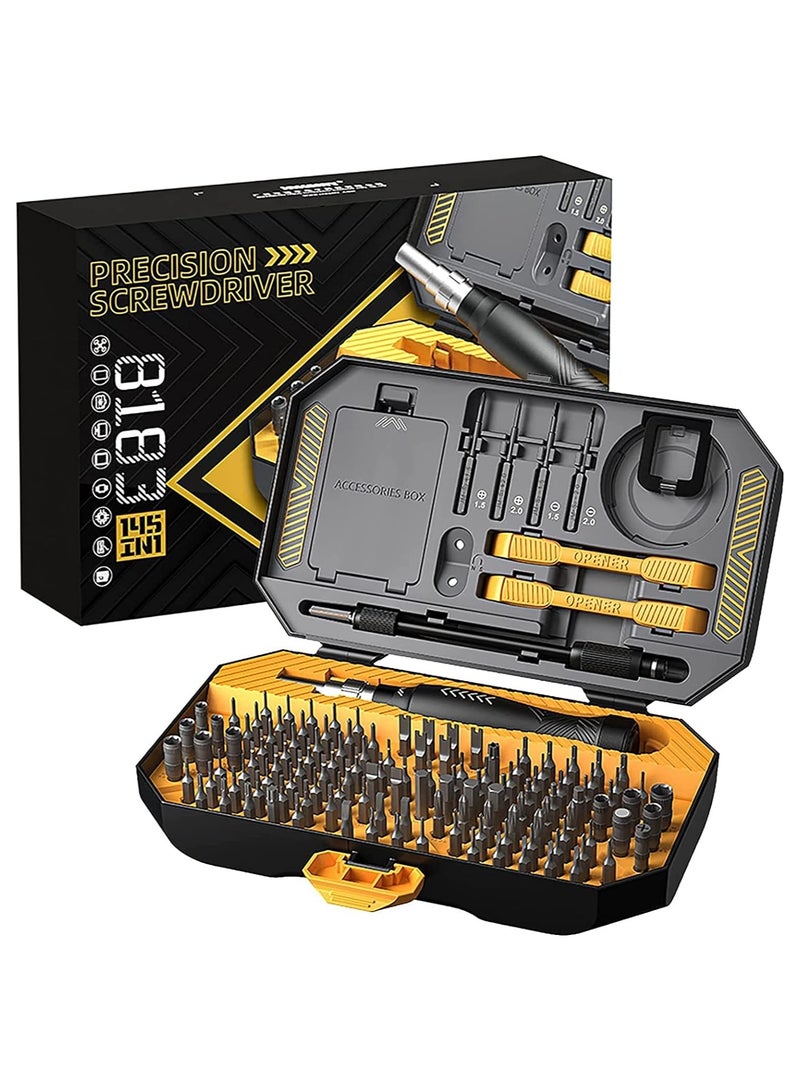 Precision 145PCS Screwdriver Set, Professional Phone Laptop Precision Screwdrivers Set, Magnetic Driver Bit Screwdriver Repair Kit with Storage Box for Eyeglass, Watch, Toys, Electronics, Modding, DIY - Image 1