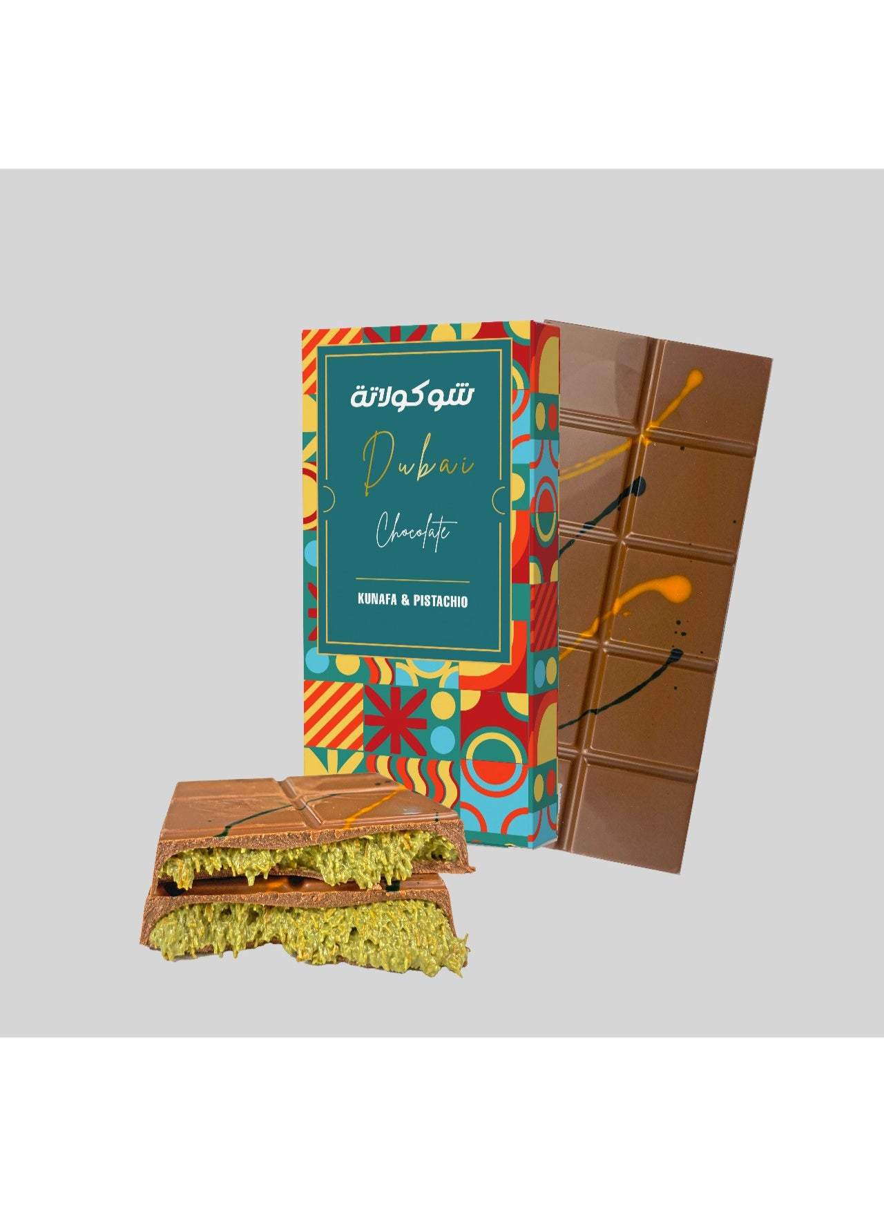 Le Damas Dubai Chocolate Kunafa Pistachio ( Real Milk Chocolate ) 100g