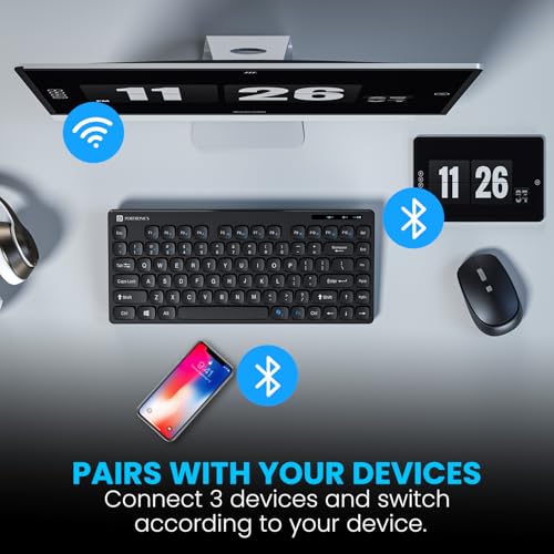 Portronics Bubble Multimedia Wireless Keyboard 2.4 GHz & Bluetooth 5.0 Connectivity, Noiseless Experience, Compact Size for iOS iPad Air, Pro, Mini, Android, Windows Tablets PC Smartphone(Black) - Image 3