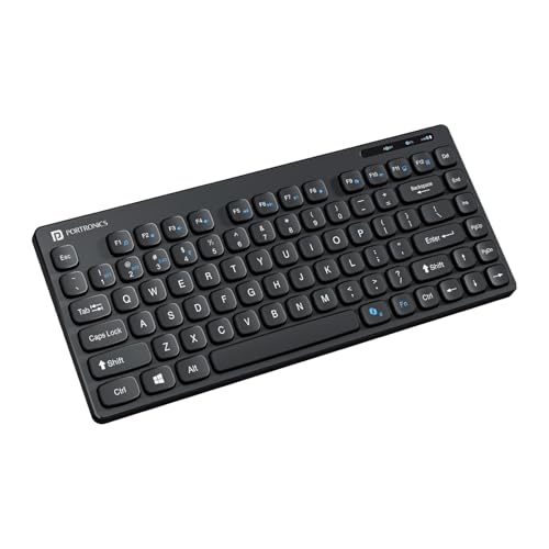 Portronics Bubble Multimedia Wireless Keyboard 2.4 GHz & Bluetooth 5.0 Connectivity, Noiseless Experience, Compact Size for iOS iPad Air, Pro, Mini, Android, Windows Tablets PC Smartphone(Black) - Image 1