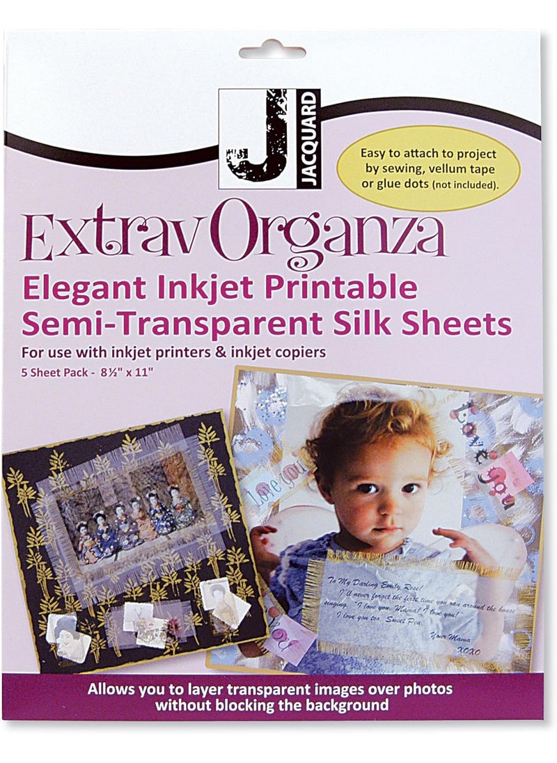 Jacquard Jacquard Ink Jet Fabric 85 x 11 Silk Organza Sheets 5 Pack 