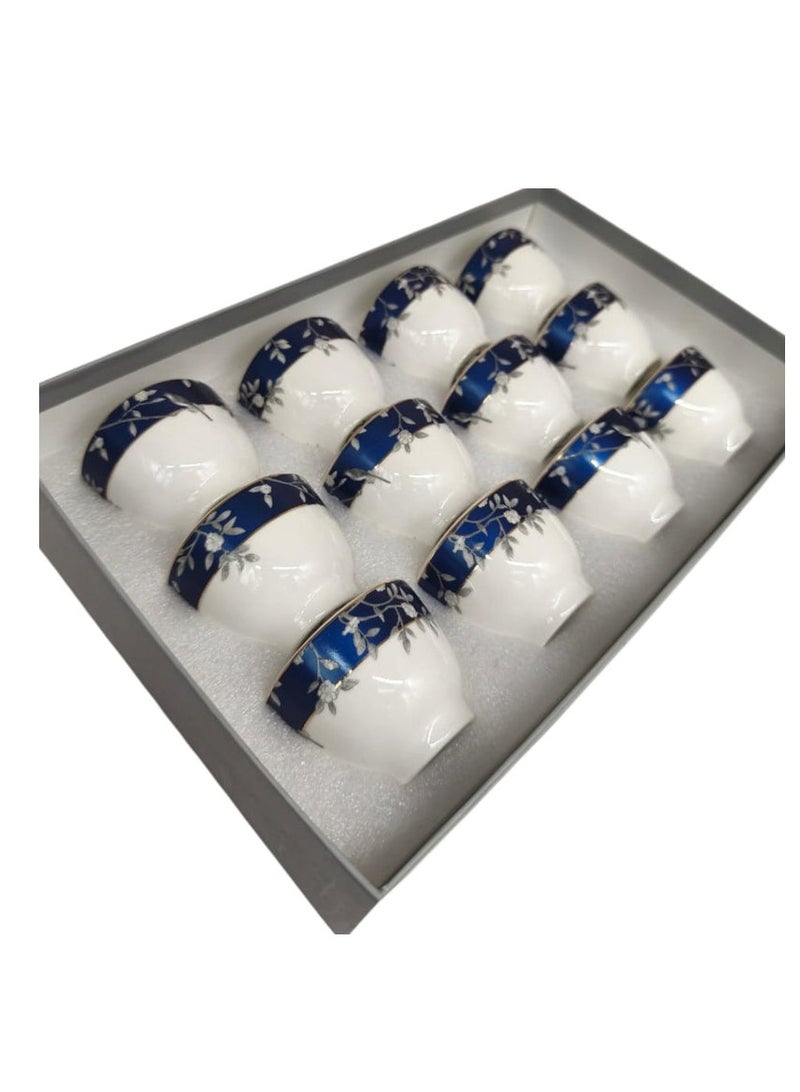 AKDC Angela Ceramic 12Pcs Cawa Cup 80ML-White&Blue - Image 3