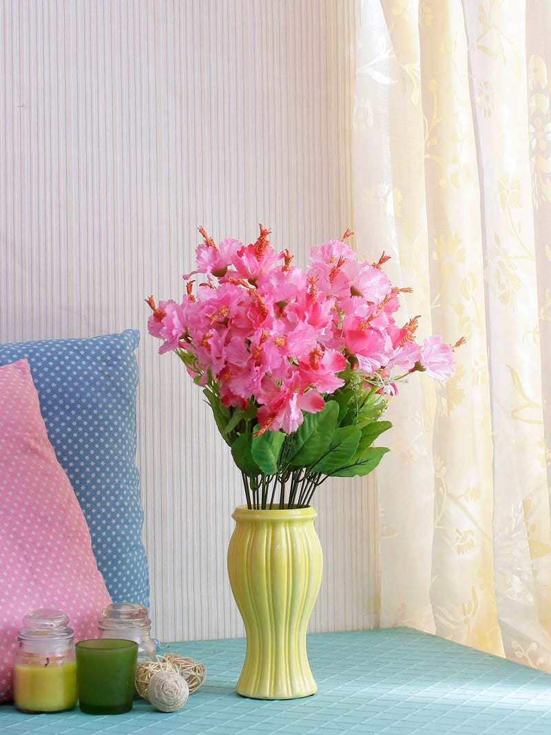 Fourwalls Beautiful Artificial Decorative Habiscus Flower Bunches (45 cm Tall, 20 Branches, Pink) - Image 5