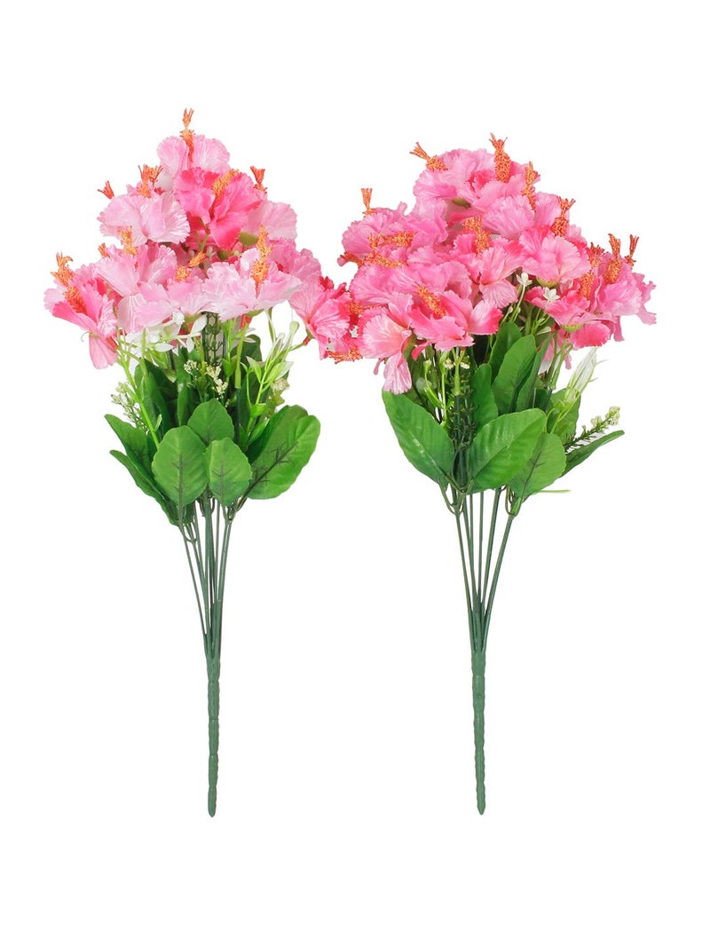 Fourwalls Beautiful Artificial Decorative Habiscus Flower Bunches (45 cm Tall, 20 Branches, Pink) - Image 2