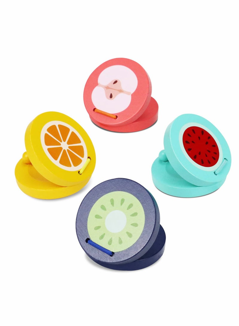 Excefore Kids Wooden Fruit Series Castanets Instruments Toys, Baby Montessori Musical Instruments Toys for Toddlers 1-3, Gift for Percussion Toddler Learning Education Toys Ages 3-5,  4PCS - Image 1