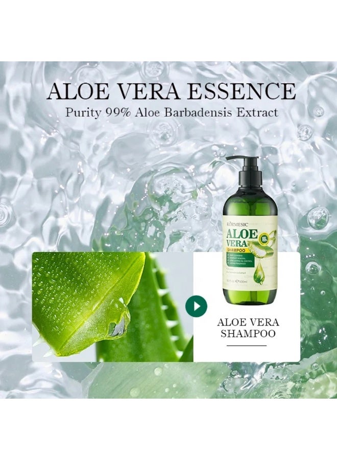 Kormesic 500ml Aloe Vera Shampoo 99% Aloe Vera Extract Deep Cleaning Moisturizing Nourishing Repairing Anti Dandruff Long Lasting Oil Control Hair Shampoo for Women & Men - Image 3
